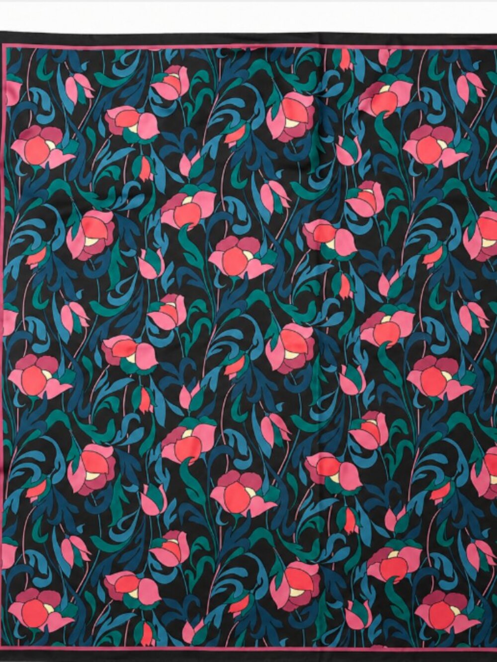 Kate Spade New York Floral Swirl 100% Silk Twill Square Scarf NWT